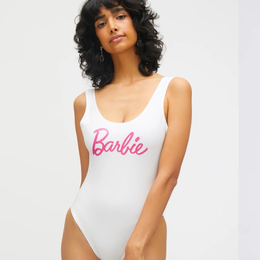 Mattel Barbie™ Classic Bodysuit Pink and White Barbiecore Onesie Medium NWT